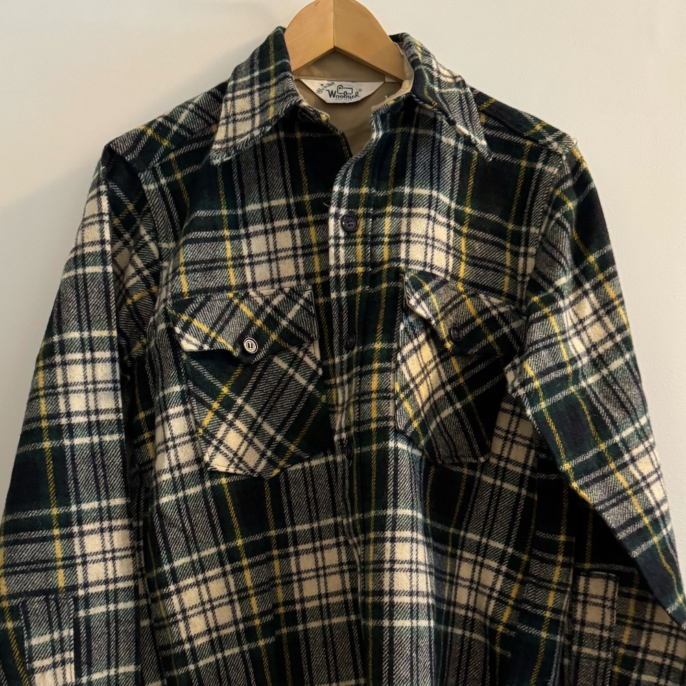 Blue Yellow Woolrich Men’s Wool Flannel Shirt Jacket - Size Large